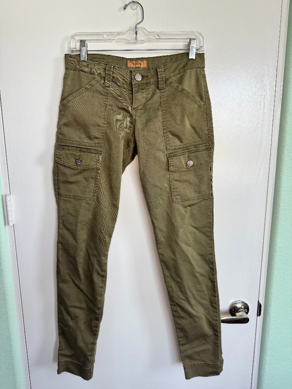 STS Blue Olive Green Skinny Cargo Pants Size 5 Stretch